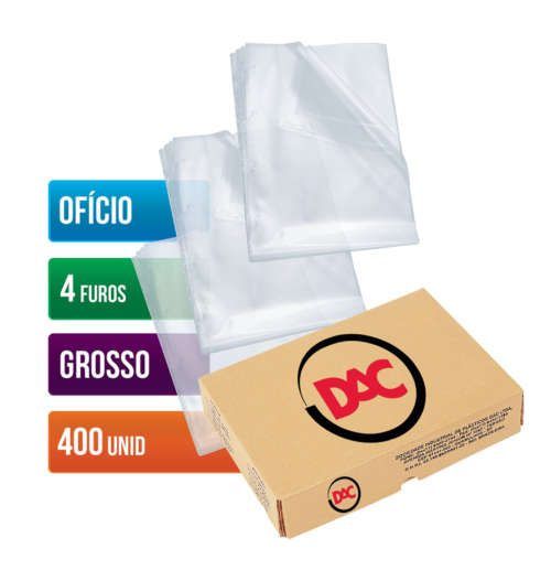 Envelope Plástico Ofício Espessura Grosso 4 Furos 400 unid. - DAC