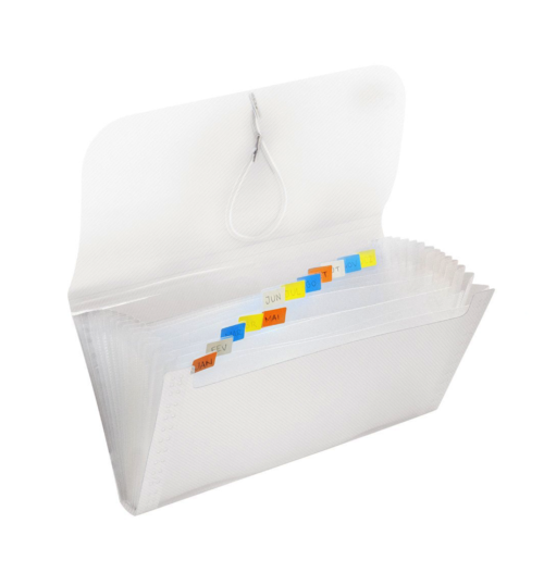 Pasta Sanfonada Porta Cheque com 12 Divisões Transparente Line - DAC