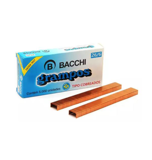 Grampo 26/6 Cobreado com 5000 unid. - Bacchi